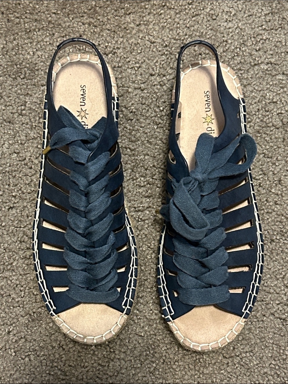 Seven Dials Blue Lace Up Espadrille Sandals 8